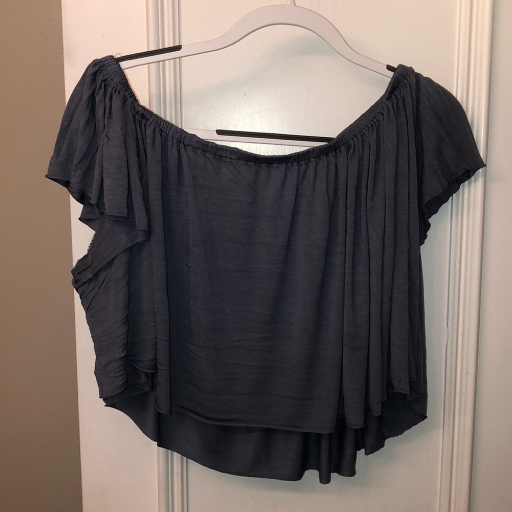 Purpley/ grey off the shoulder top
